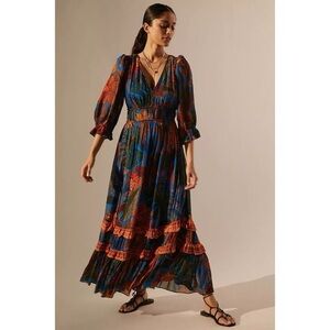 Farm Rio Puff Sleeve Maxi Dress